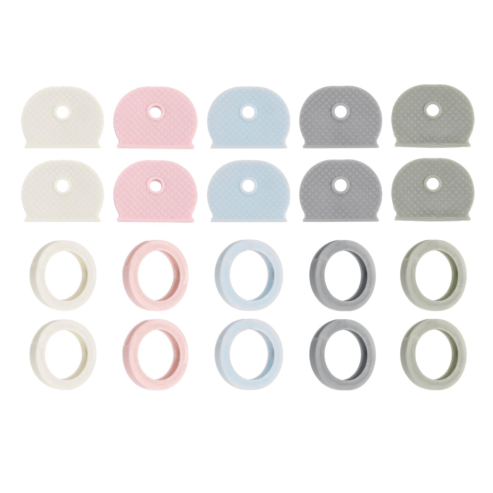 PATIKIL Key Caps Set, 20 Pcs Key Cap Tags Identifiers Rings Silicone Key Head Protectors Key Tags Key Accessories, 5 Color