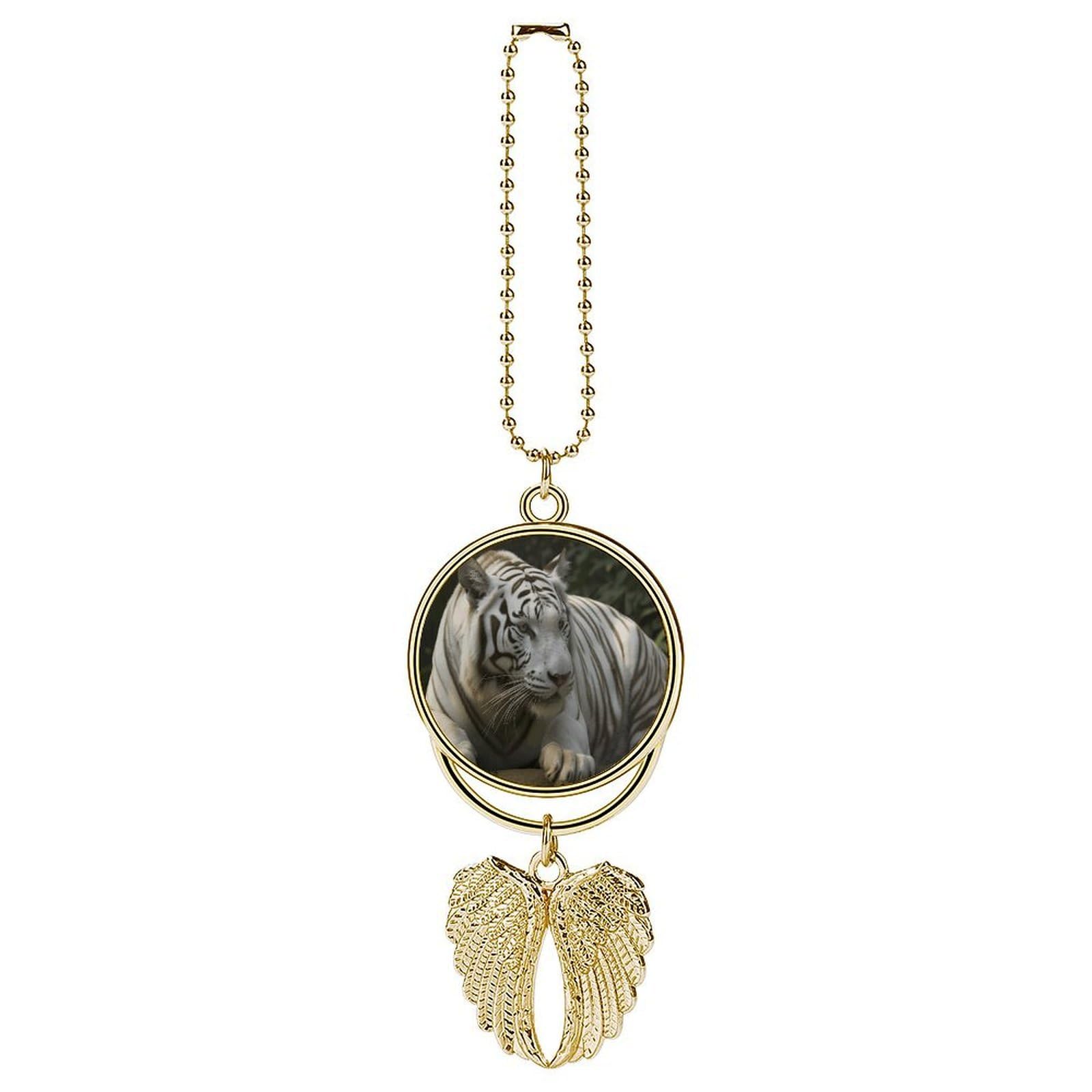 White Bengal Tiger Car Pendant Personalized Car Hanging Ornament Auto Rear View Mirror Hanging Decoration Accessories Metal Cars Interior Ornament for Most Cars Truck SUV