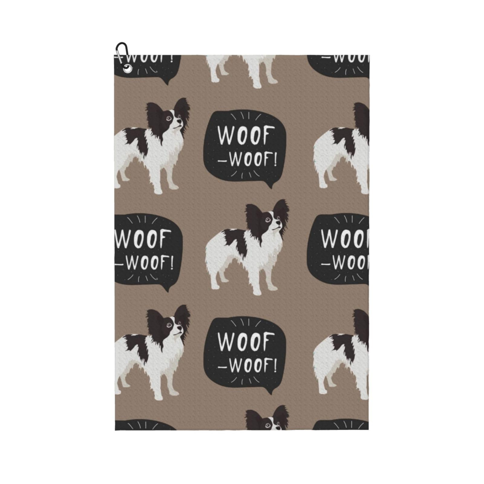 Hnnkloy Papillon Dog Pattern, 16x24 in Portable Waffle Golf Towels with Carabiner Clip for Golf Bag