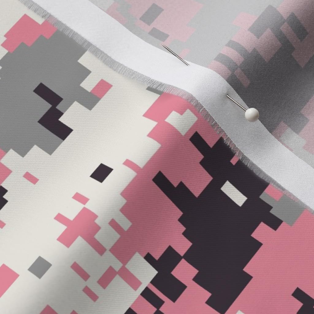 Spoonflower Fabric - Digital Light Pink Camo Girly Printed on Organic Cotton Sateen Fabric by The Yard - Sewing Quilting Apparel Home Decor