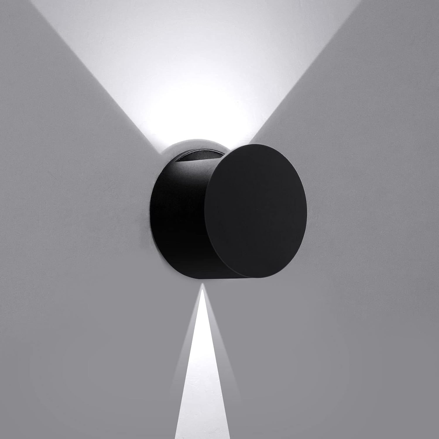 Kawell 8W Modern LED Wall Sconce Light Up Down Waterproof Outdoor Wall Lamp Indoor Hardwired for Bedroom Bathroom Hallway Stairs Porch, Black 6000K