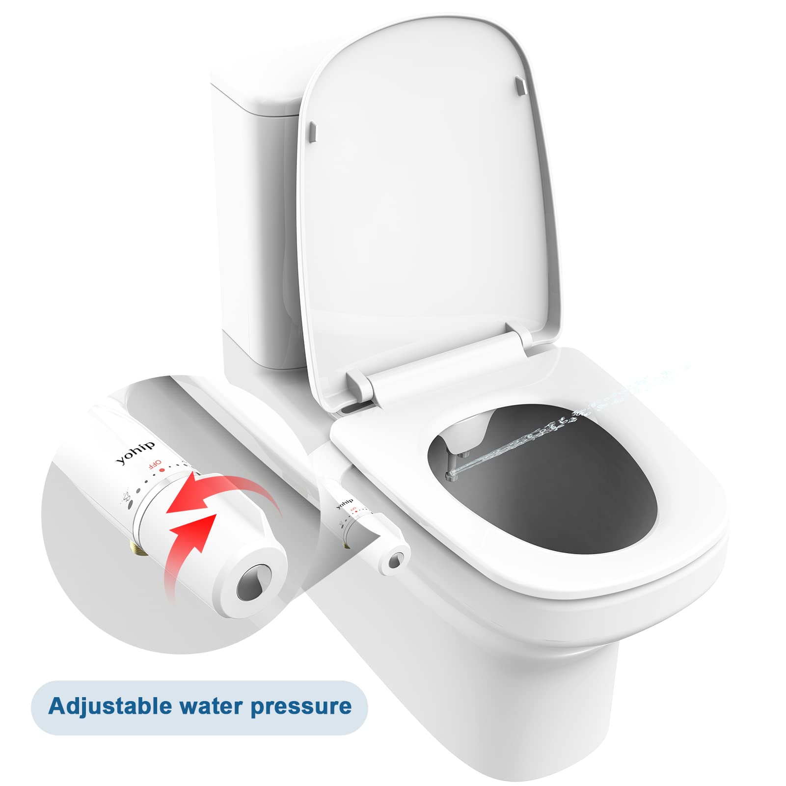 Ultra-Slim Bidet Attachment for Toilet - Dual Nozzle Feminine Posterior Wash Lead-Free Stainless Steel Valve Non-Electric Adjustable Water — view 5