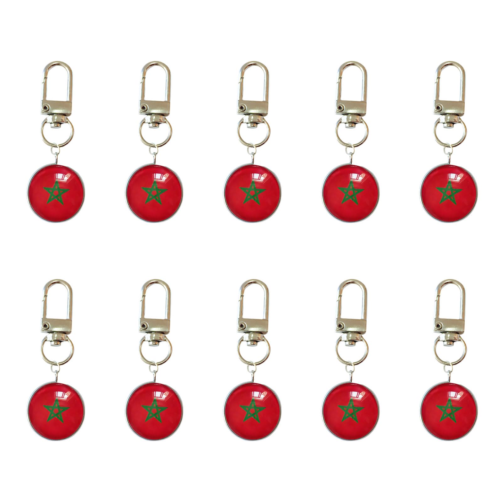 Sbshiouu 10 Piece Soccer Event Theme Keychains Strong Alloy Hook and Glass Organiser Pendant Ornament Tournament Reminder