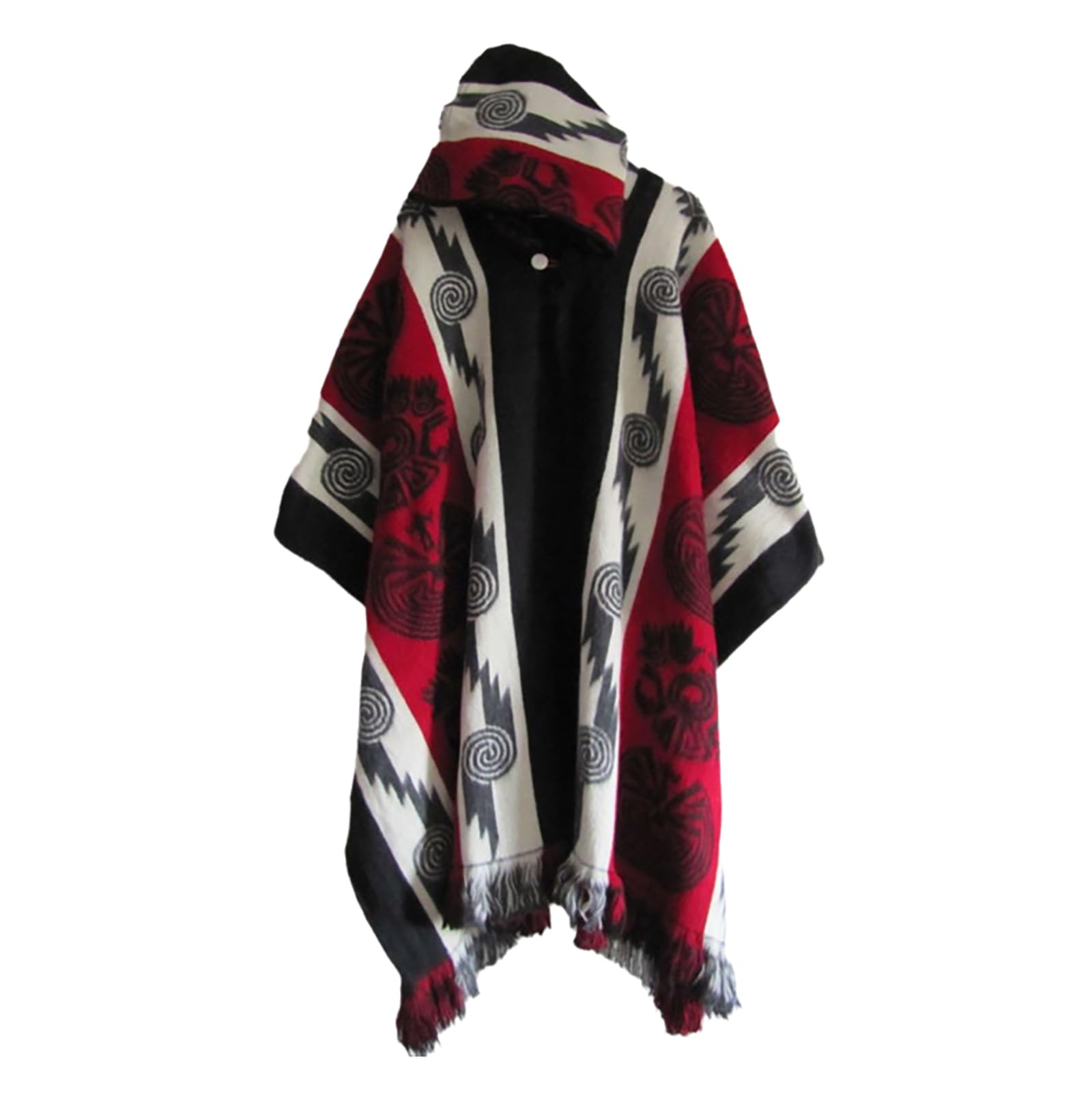Mens Aztec Hoodies Poncho Cape Cloak Coat Vintage Bat Sleeve