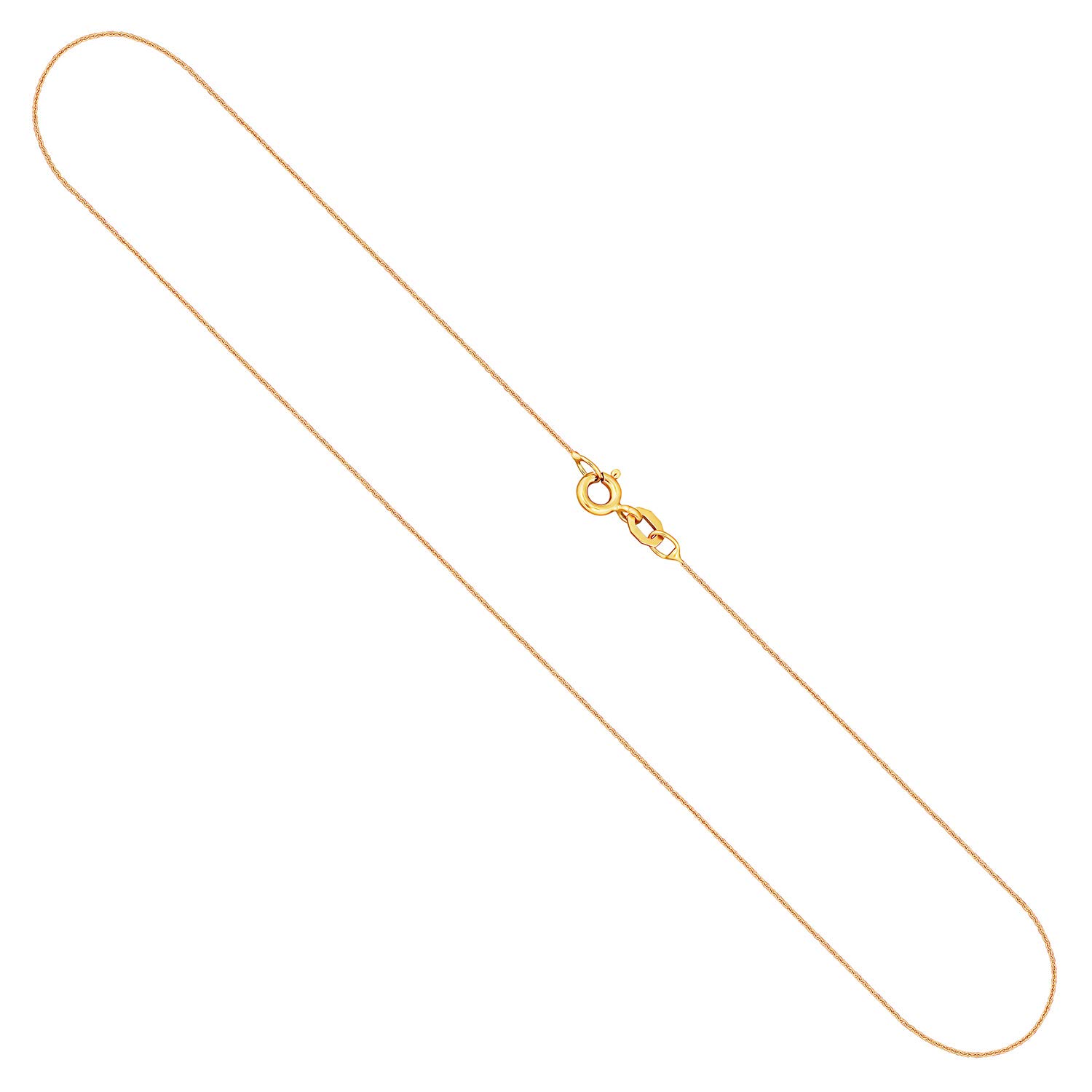 EDELIND Cadena Ancla Redonda 8 9 14 18k Oro Amarillo 0.8mm Collar Cadena Mujer Hombre de Oro Macizo 333 375 585 750 de 34 a 80cm Caja de Regalo de joyería