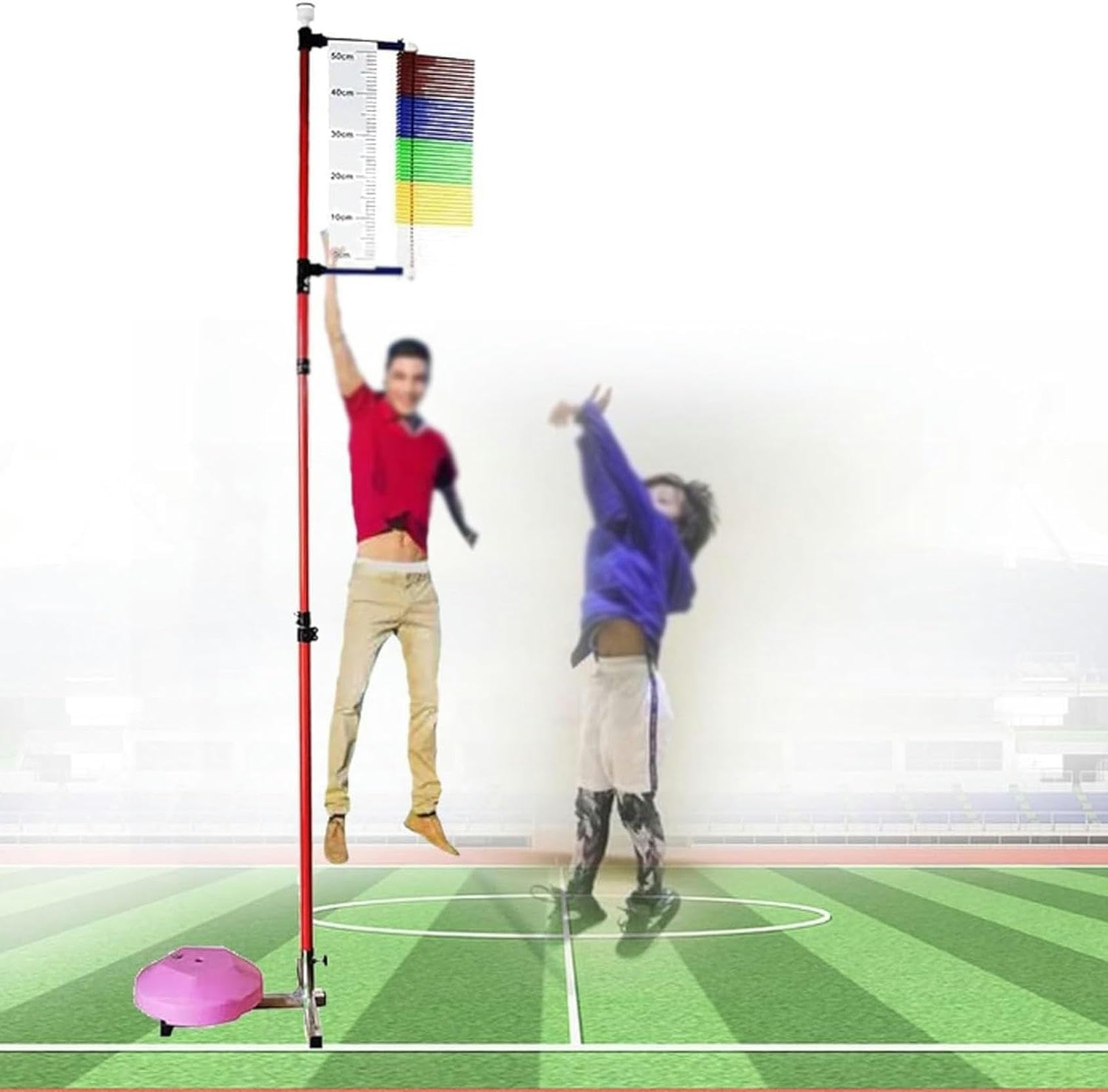 Vertikaler Sprungtester, verstellbare Höhe, vertikales Sprungmesssystem, Sprungtester, Messwerkzeug, Hochsprung-Trainingsgerät mit buntem Flügel, für Basketball/Badminton-1