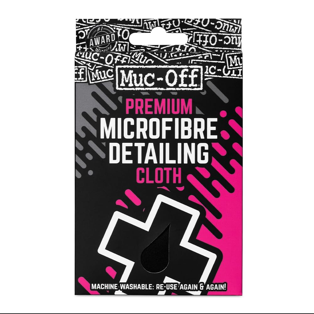 Muc Off Microfibre Detailing Cloth - Compact Cleaning Cloth for Bicycle and Motorcycle Care - Polishing Cloth for Helmets, Visors and Goggles, Black
