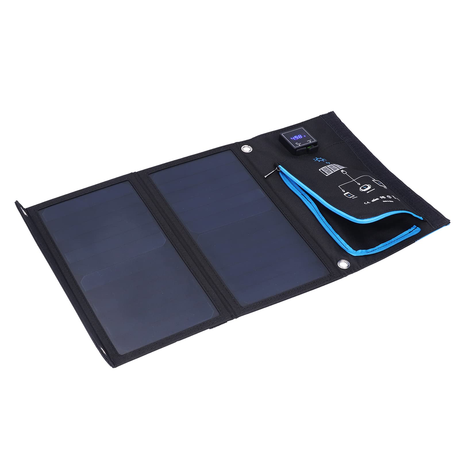 Marhynchus Bolsa de Cargadores Solares, Banco de EnergíA Solar Portátil de Goma de Tela ABS con Panel Plegable de 15 W, USB Dual 5 V 2,5 A, 520 X 290 Mm para Acampar, Senderismo, Viajes, Teléfono,