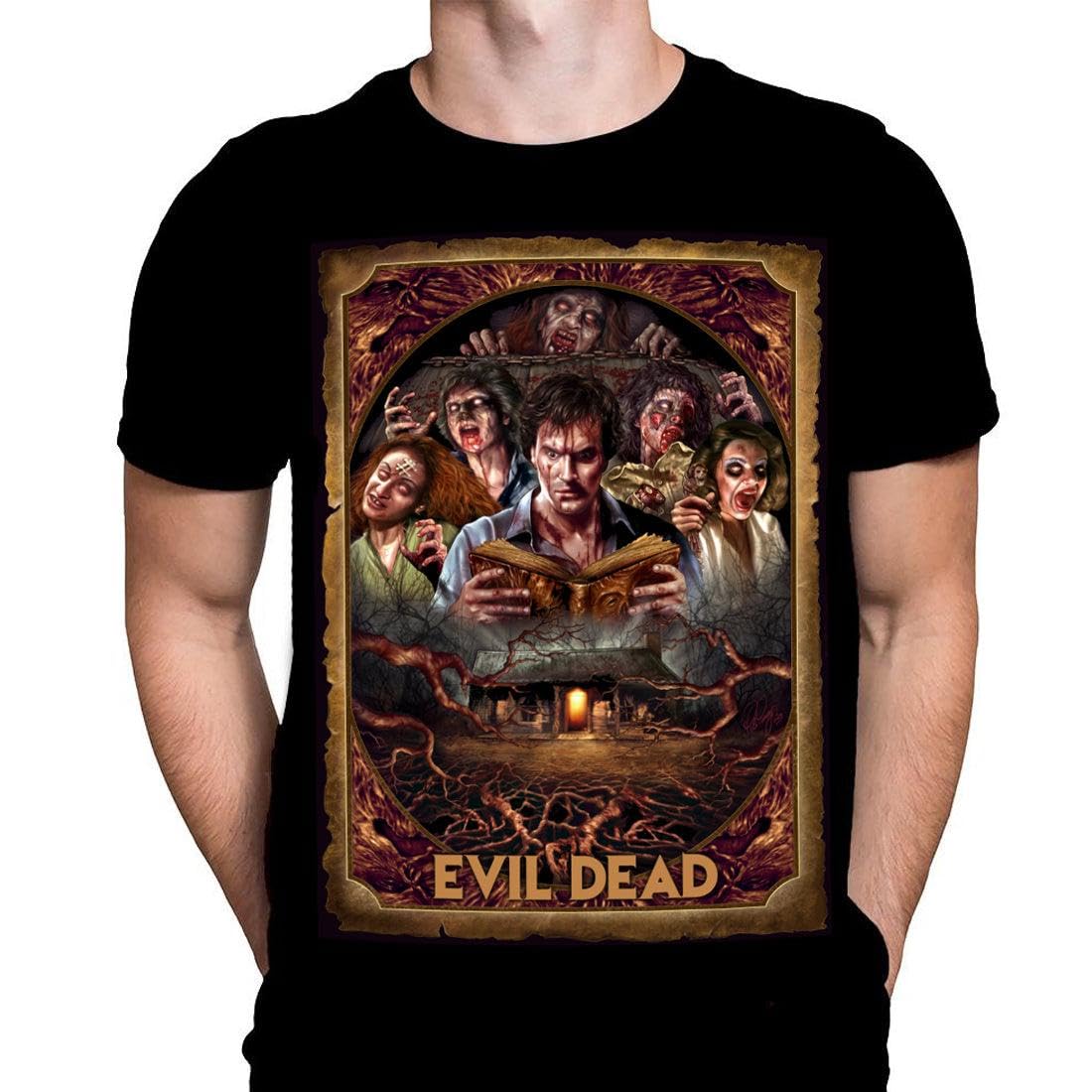 Wild Star Hearts Men's Black Evil Dead Necronomicon Tshirt Gothic Horror Film Print, Cotton T-Shirt, Movie Poster Tee