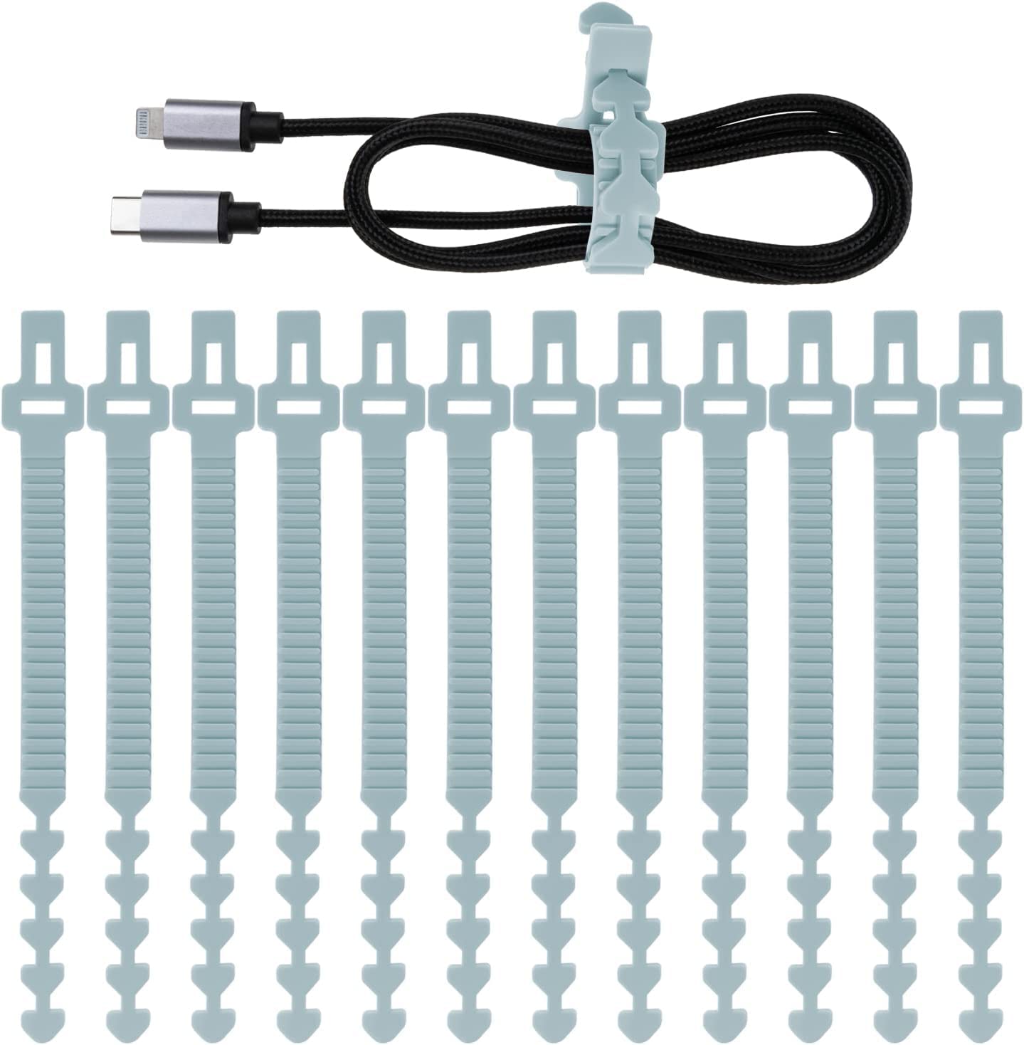 SYOSI Self-Locking Silicone Cable Ties, 9.5Inch Long Cord Organizer for Phone, Computer, TV, All Appliances, Multi-Purpose Wire Management in Home, Kitchen, Office, School, Workshop 12pcs (Blue)