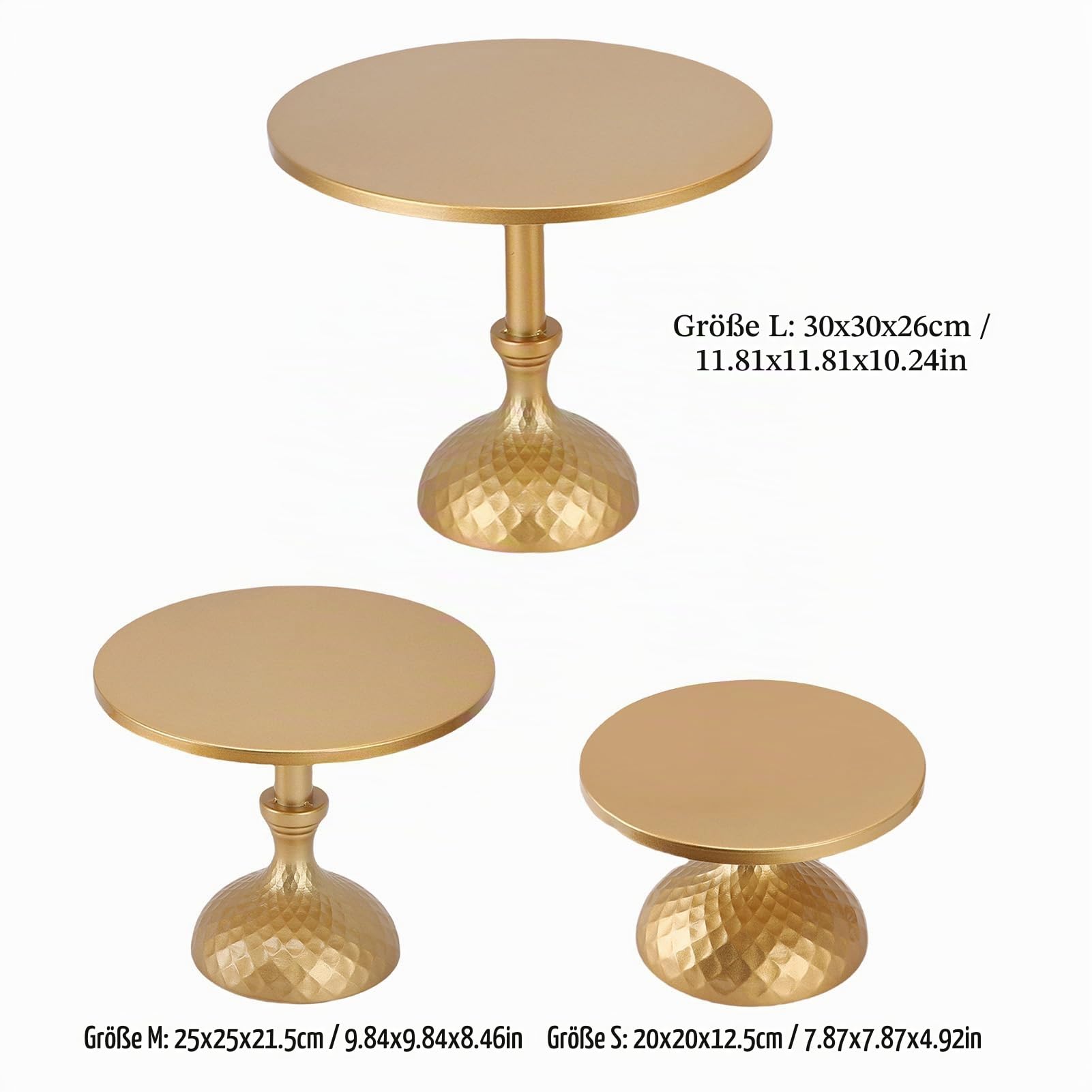 3pcs Kuchenständer Eisen Rundfooted Kuchenhalter Dessert Tisch Display Set für Partys Hochzeiten Feierlichkeiten Gold