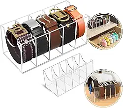 Organizador de Cintos em Acrílico Transparente, 5 Compartimentos, Expositor para Closet