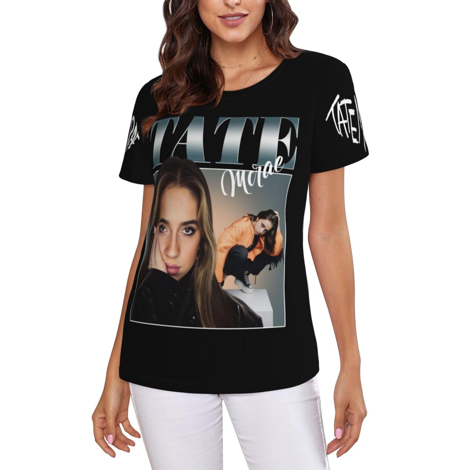 Women's McRae Singer Tate Tshirts Fashion Crewneck Short Sleeve Tee-Shirts Colorful Graphic Tops Multicoloured S