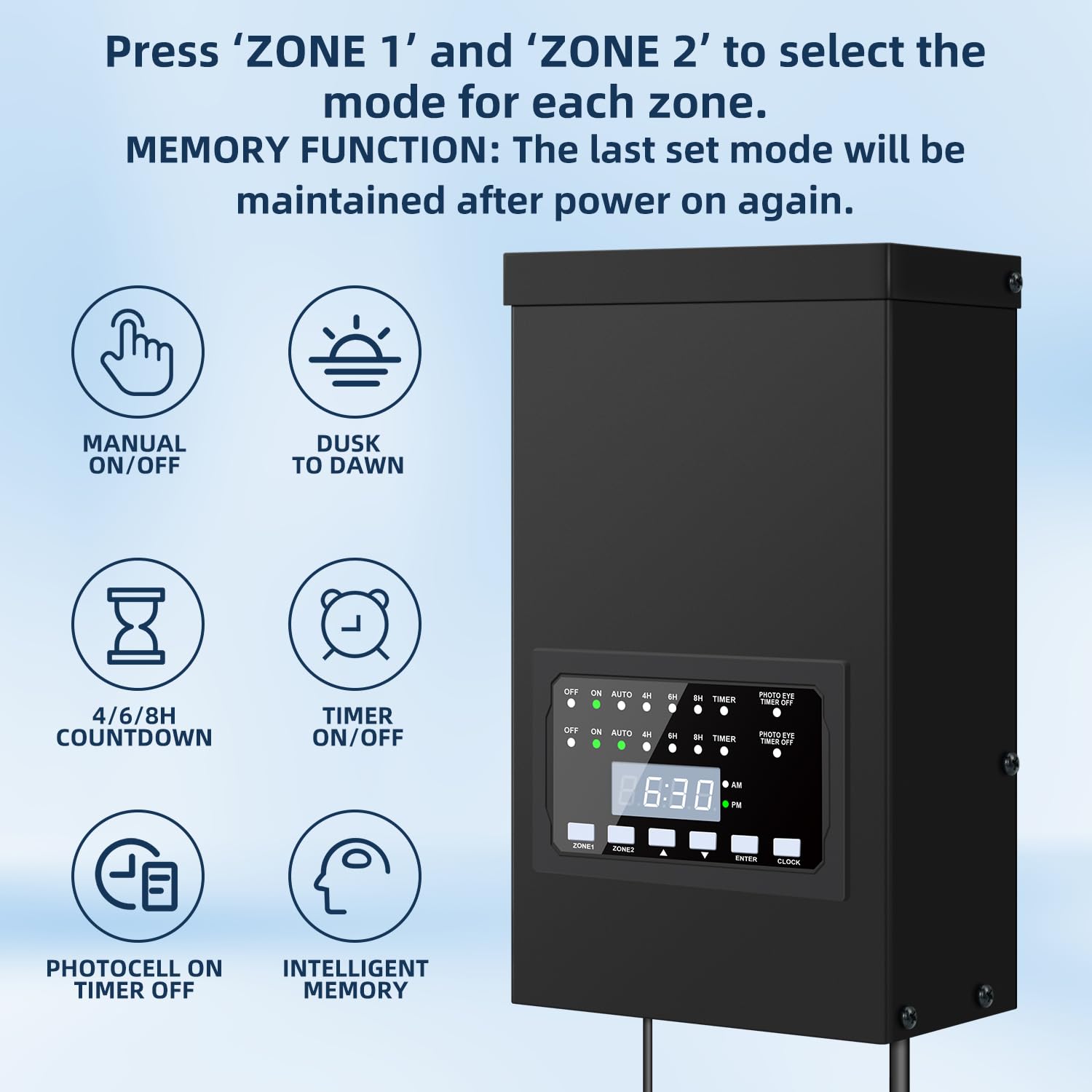 ZHENGXI ELECTRIC Trasformatore a bassa tensione da 300 W per illuminazione paesaggistica, 2 uscite controllate individualmente da 220 V a 12 V/14 V con timer e sensore di luce
