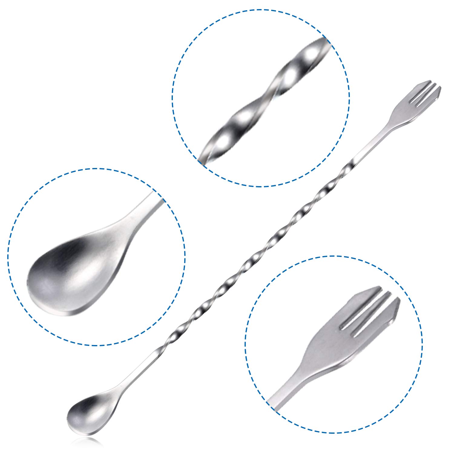 6 Pieces Cocktail Spoon,DanziX 10 Inch Stirring Bar Mixing Long Spoon