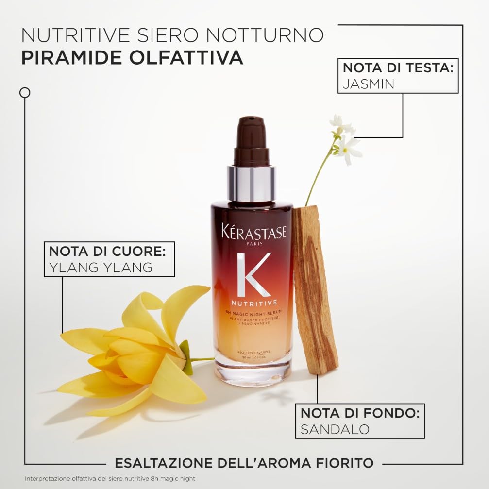 Kérastase, Nutritive, Siero Notturno Nutriente, Per Capelli Secchi, Azione Rivitalizzante, Con Proteine di Origine Vegetale e Niacinamide, Siero Notturno 8h Magic Night Serum