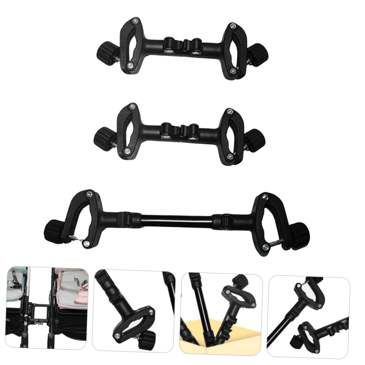 Connecteur de Poussette Réglable pour Poussette Double, 1 Set