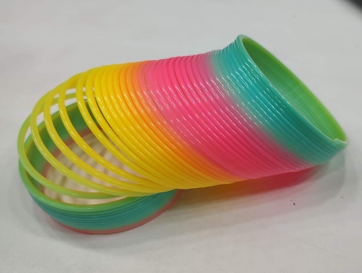 Fun Magic Rain-Bow Spiral Spring Toy Stress Relief Bouncy Slinky Activity Toy for Kids Adults Birthday Party Return Gift Compact Portable Colorful (Pack of 1)