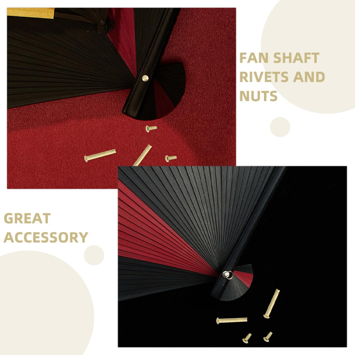 Levemolo Stainless Steel Fan Nails Kit 10 Sets Rivets and Nuts for Hand Fan Repair DIY Projects