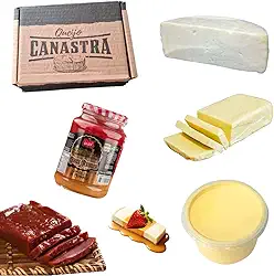 Kit Artesanal Mineiro Queijo Canastra 500g com Manteiga da Roça 500g, Requeijão de Corte 500g, Goiabada Cascão de 400g e Doce de Leite com Geleia de Morango 680g