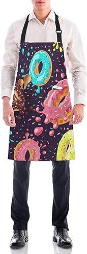 Miniatura 5 de Delantal para hombres y mujeres, delantales de cocina con cuello ajustable, babero de cocina para cocinero y hornear