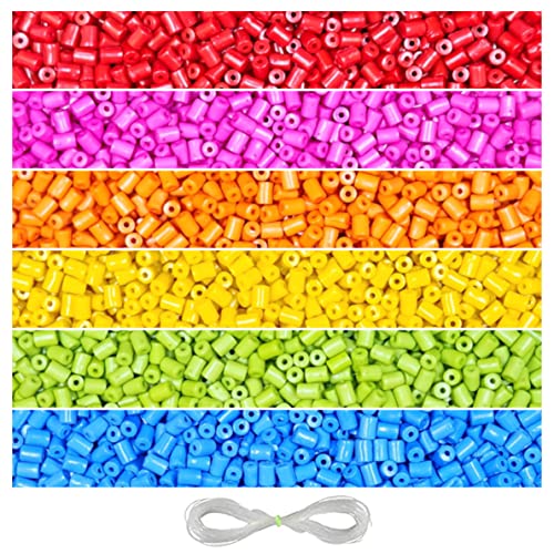 Image of 990 Pcs Pipe Beads for Jewellery Making Kit - Beads for Bracelet Making Kit - Beads for Craft - Plastic - Multicolour - 180g, 6mm*3mm