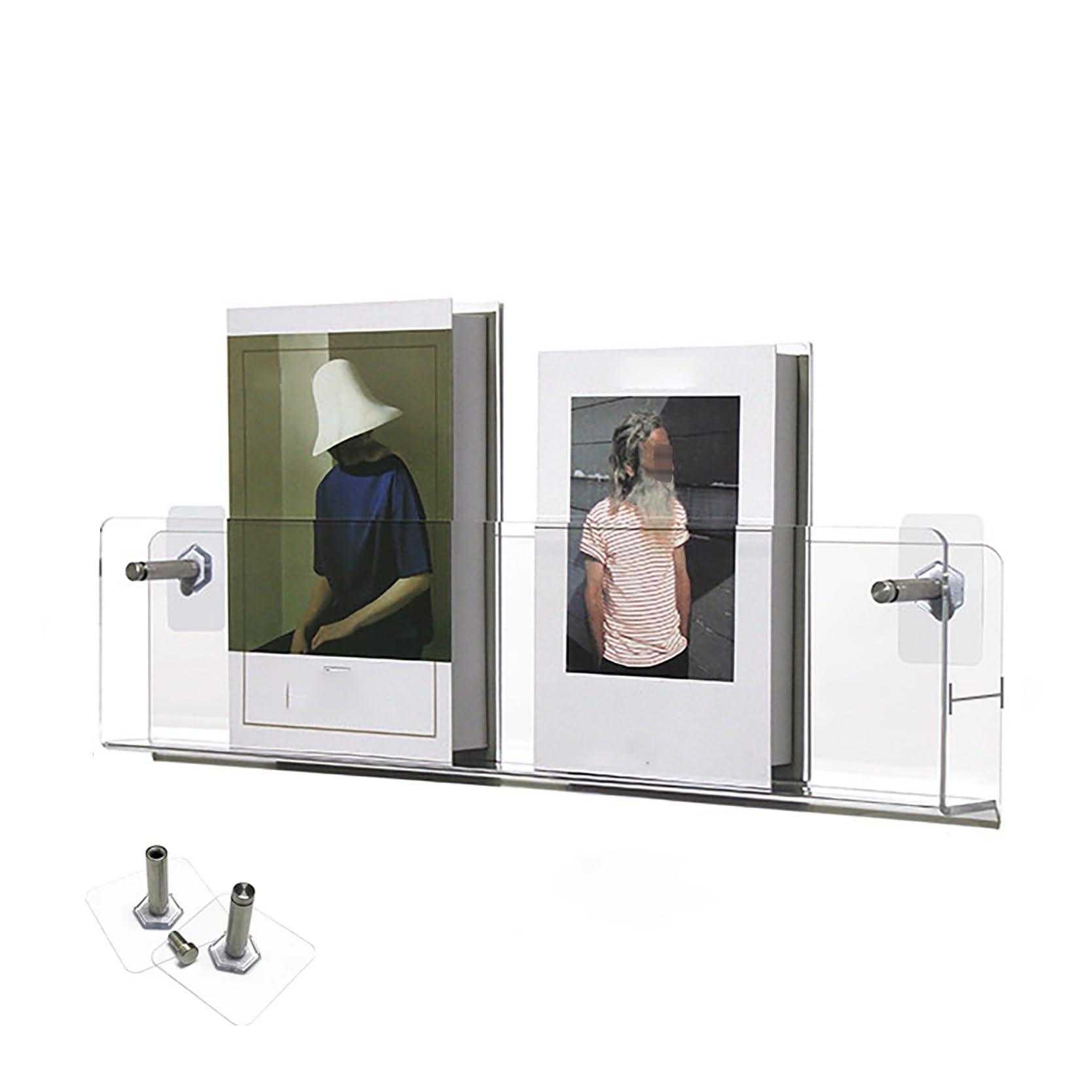 DUBTEDHOU Acrylic Wall Magazine Rack, Acrylic Wall Floating Media Display Shelf Multicolor Multiple Sizes