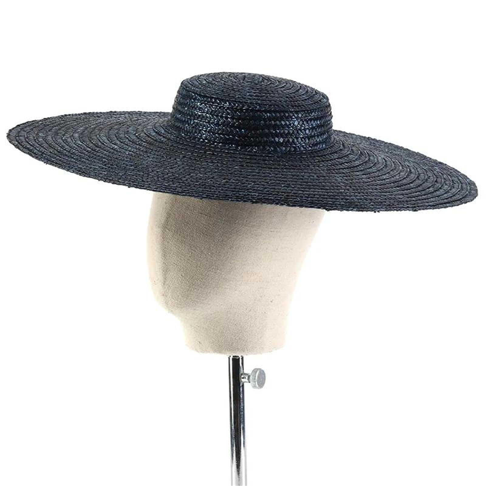 Sombrero de paja de ala ancha para mujer, parte superior plana, sombreros de playa de verano, gorra de viaje