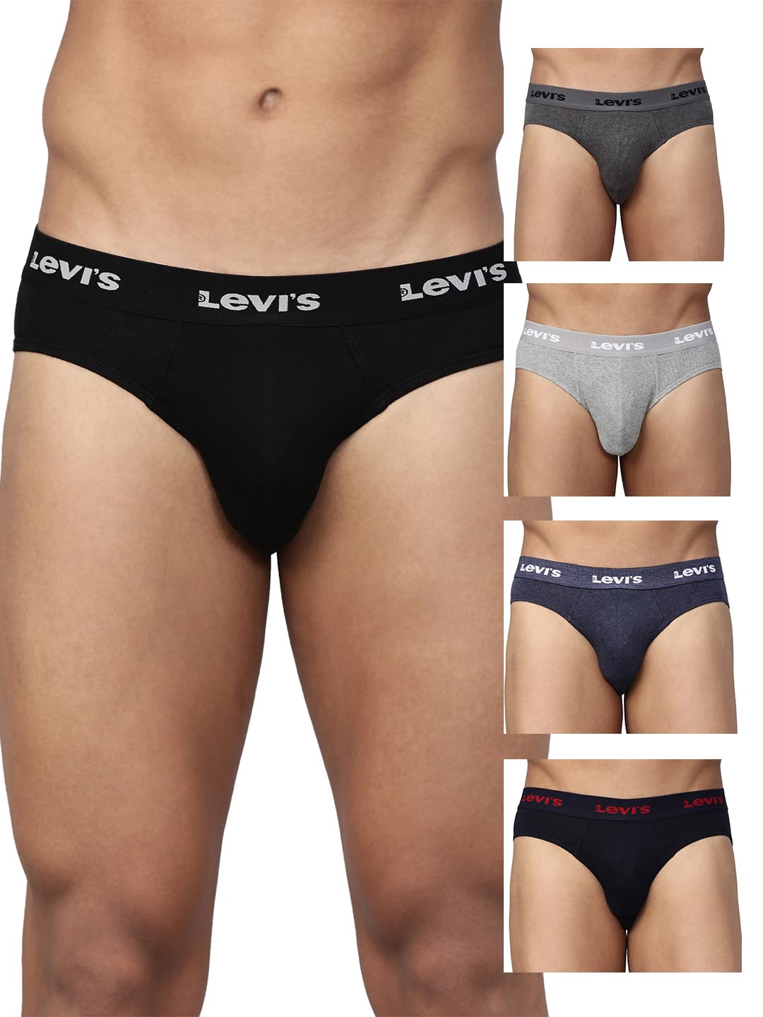 Cotton Style# 009 Neo Brief for Men with Contoured Double Pouch, Tag Free Comfort & Smartskin Technology (Assorted- Pack of 5) Color & Print May Vary