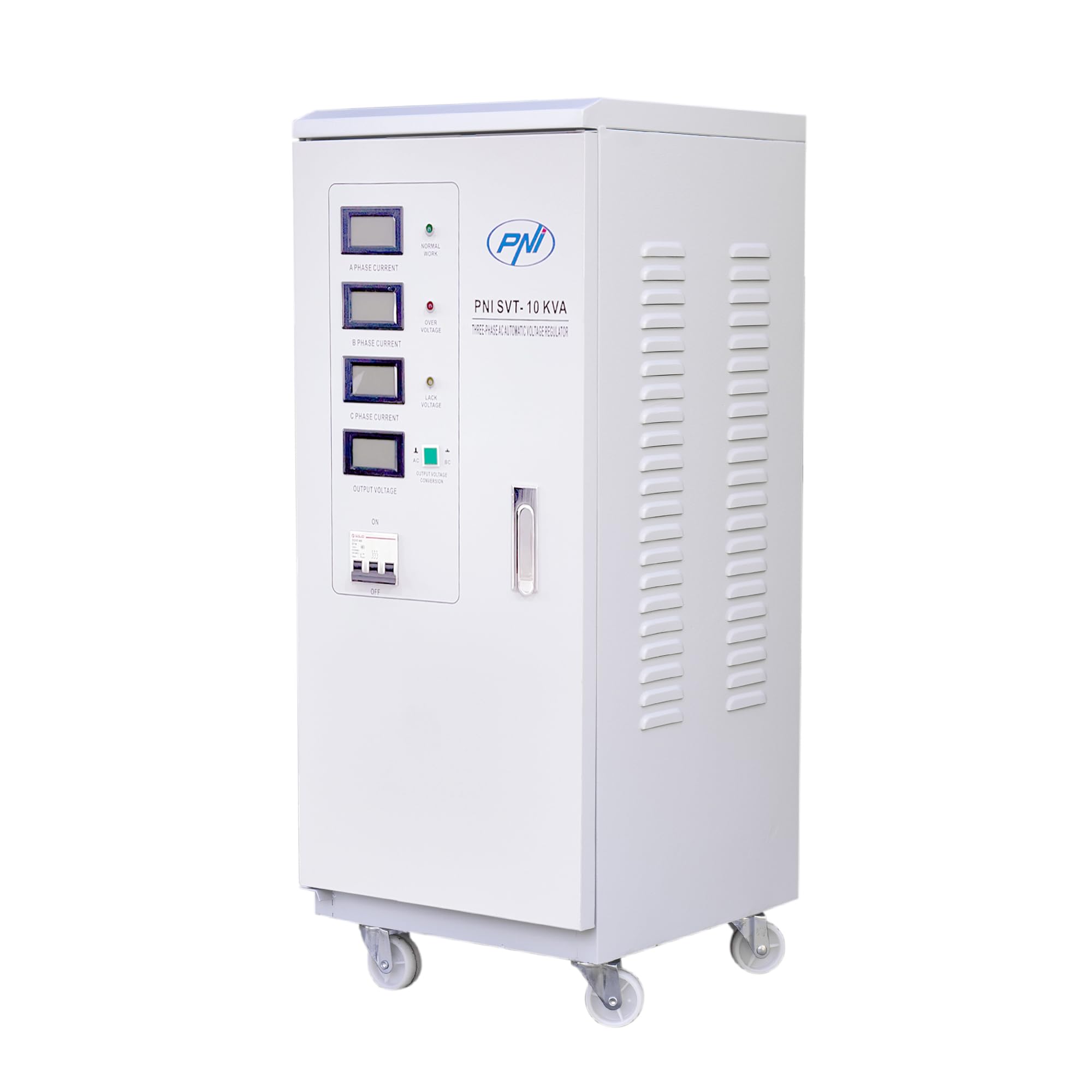 Stabilisateur de tension triphasé PNI SVT-10K avec servomoteur, 10000VA, 8000W, sortie 380V