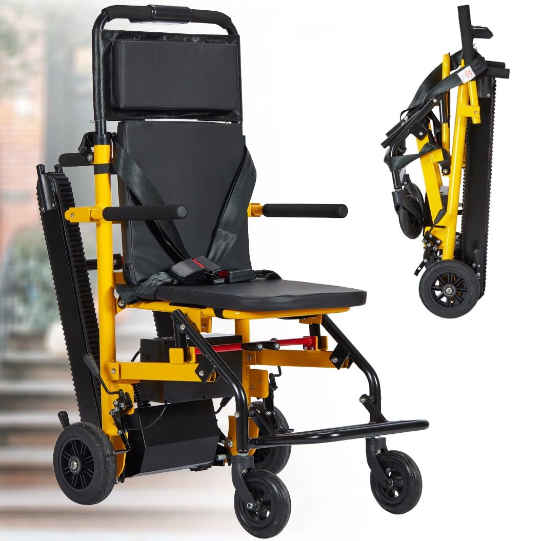 Elevador eléctrico de escaleras para ancianos, silla portátil plegable ligera, soporta 169 kg para una movilidad segura hacia arriba y hacia abajo