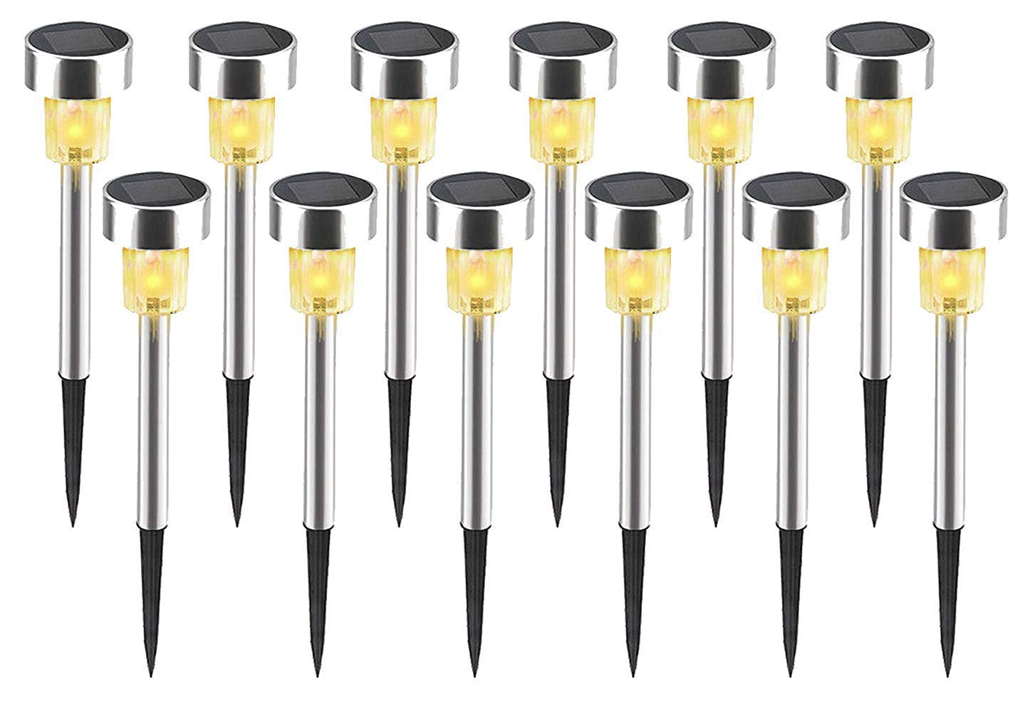 Wishlink Solar Lights Outdoor,12 Pack Waterproof Outdoor Solar Garden Lights Solar Powered Pathway Lights Landscape Lights for Lawn, Patio, Yard, Walkway, Driveway (Warm White)