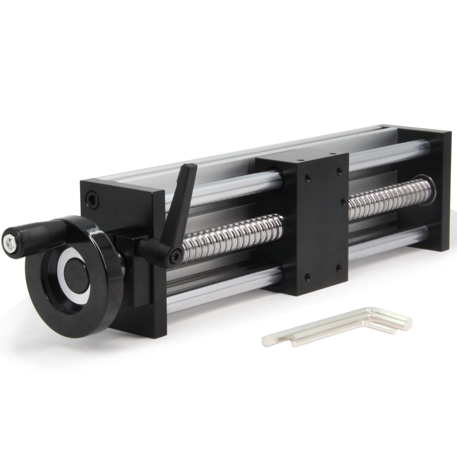 200mm Effective Stroke Length Linear Rail Guide Double Optical Axis Linear Slide Rail Ballscrew SFU1605 with Manual Sliding Table for DIY CNC Router Machine (Size:200mm)-image-35
