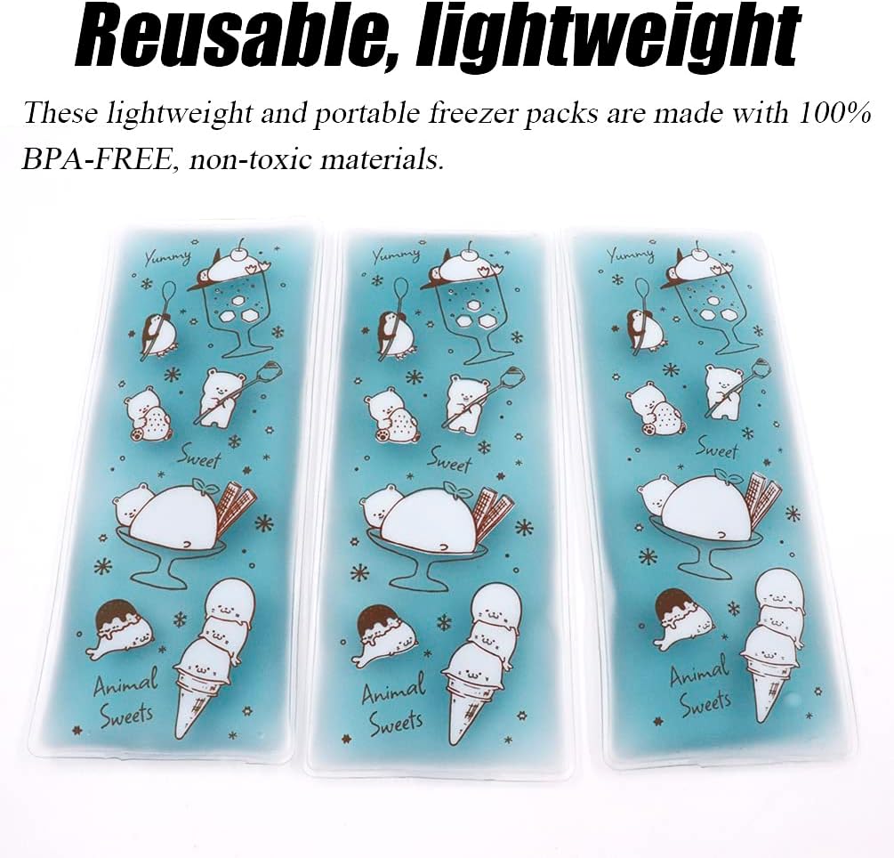 Ice Packs for Coolers, Ice Pack for Lunch Boxes Cold Packs Lunch Bag- Keeps Food Cold – Cool Print Bag Designs - Great for Kids or Adults Lunchbox and Cooler (Type2)