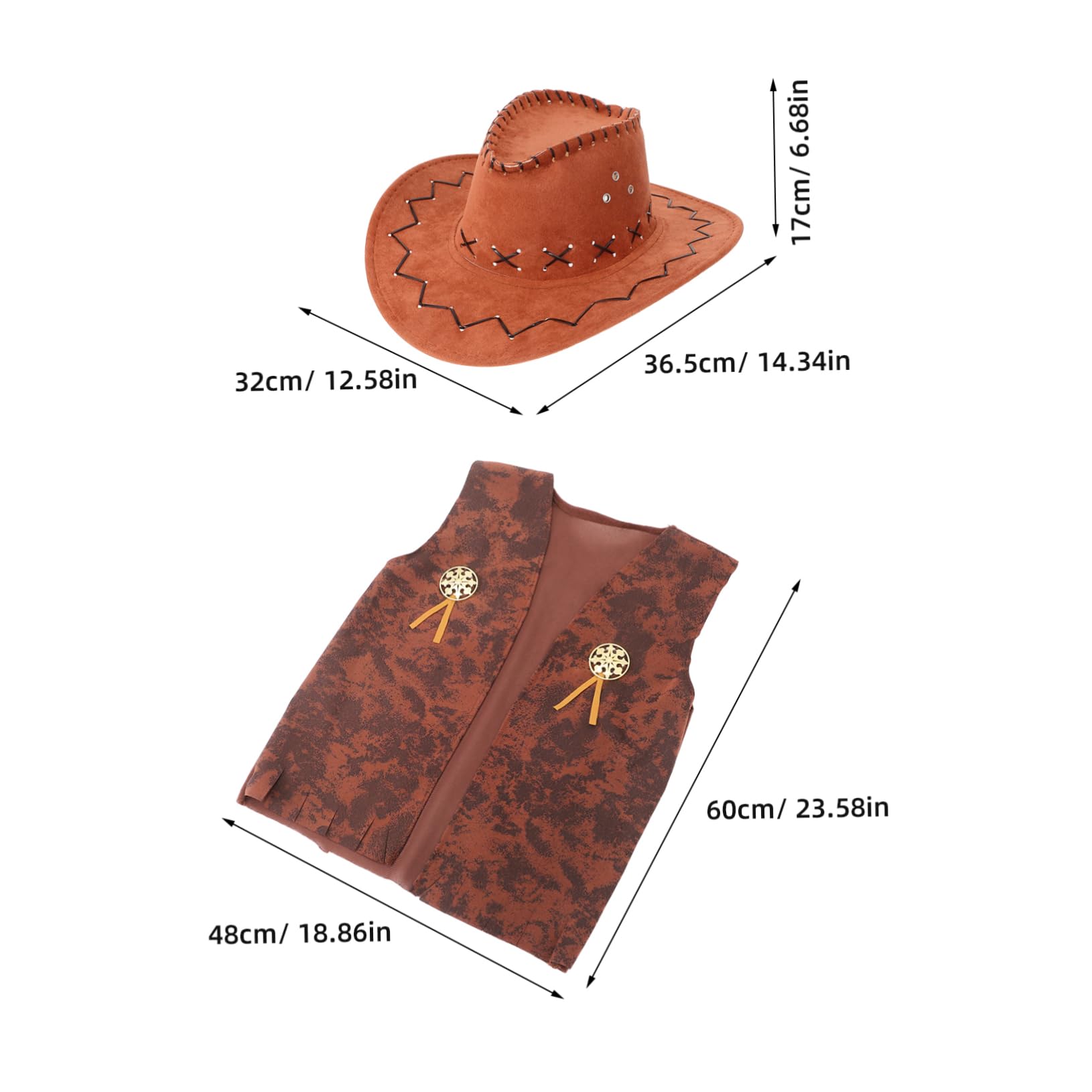 Cabilock 1Set Cowboy Costume for Adults Cowboy Hat Western Shirt for Halloween Carnival and Themed Masquerade Parties