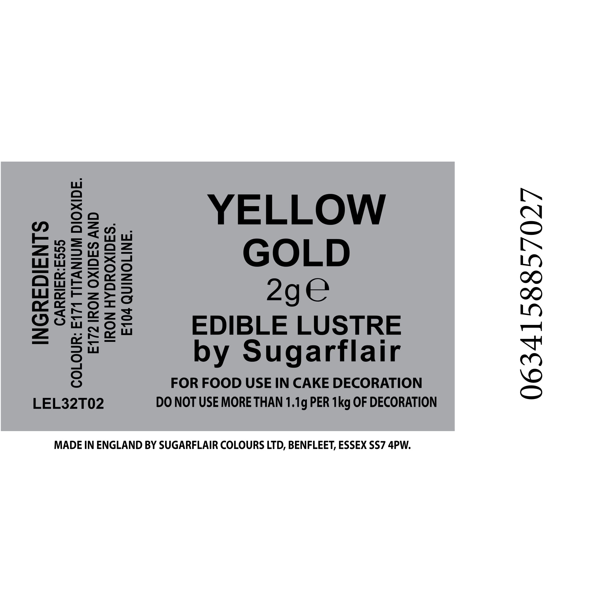 SugarFlair Edible YELLOW GOLD Lustre Powder Food Color Icing Cake Decoration