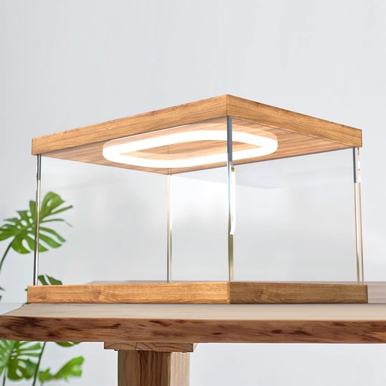 Blazea One Color Clear Acrylic Display Case Stand With Led Light, Stackable Large Led Acrylic Display Box, Dustproof Protection Storage Boxes, Model Car Showcase(50X50x50cm(20X20x20in))