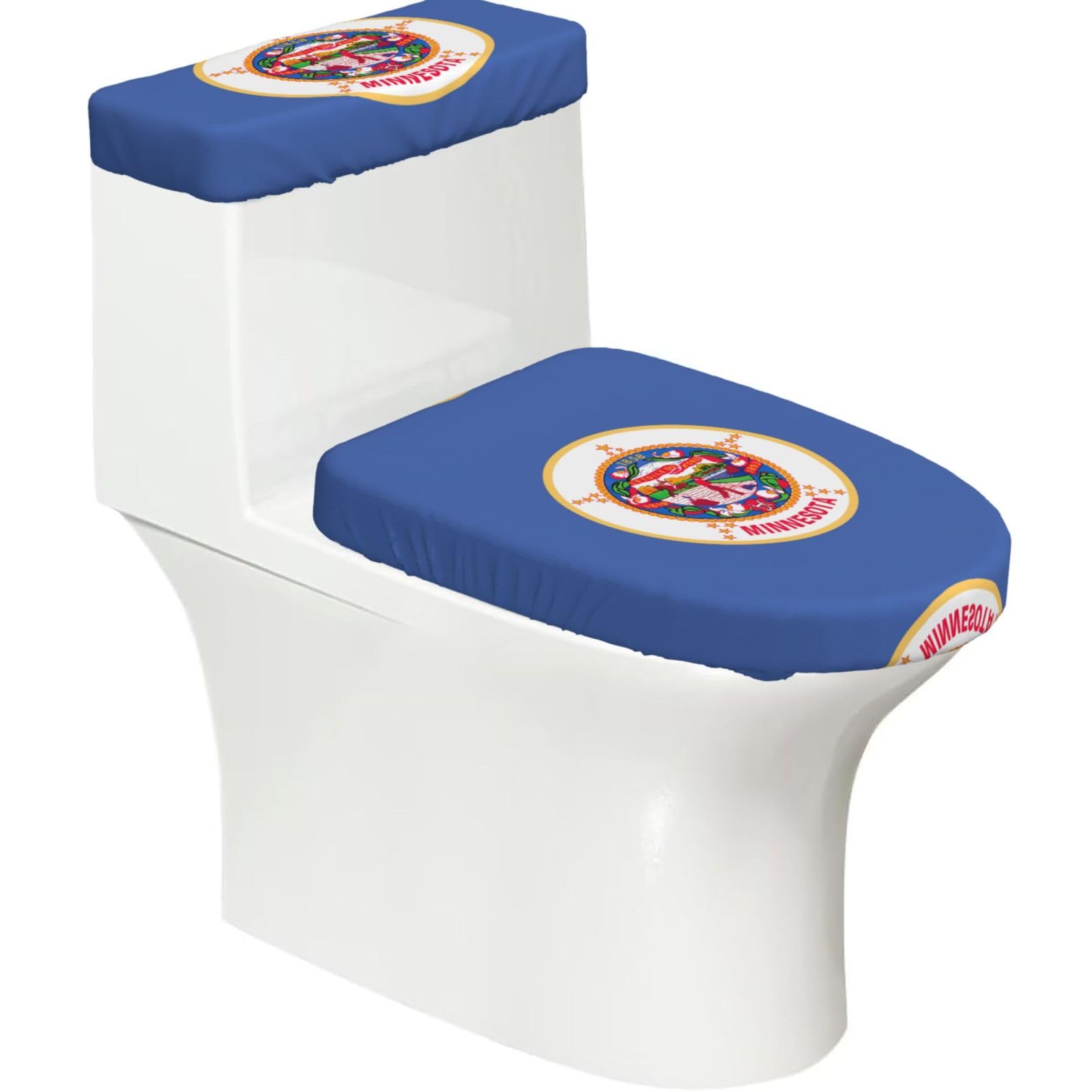 Minnesota State Flag Print Bathroom Decor Toilet Lid Cover And Tank Covers, Restroom Accessories Fits Most Round