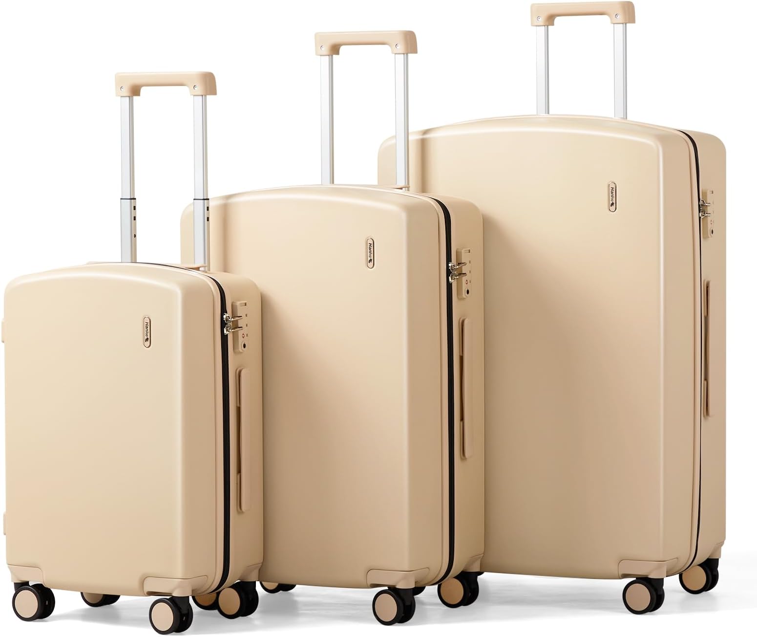 Hanke Hard Shell Luggage Sets 3 Pieces, Carry On and Checked Luggage Sets with Spinner Wheels, Durable PC Hardside Rolling Suitcase for Travel (20/24/28 Inch, Cuba Sand)