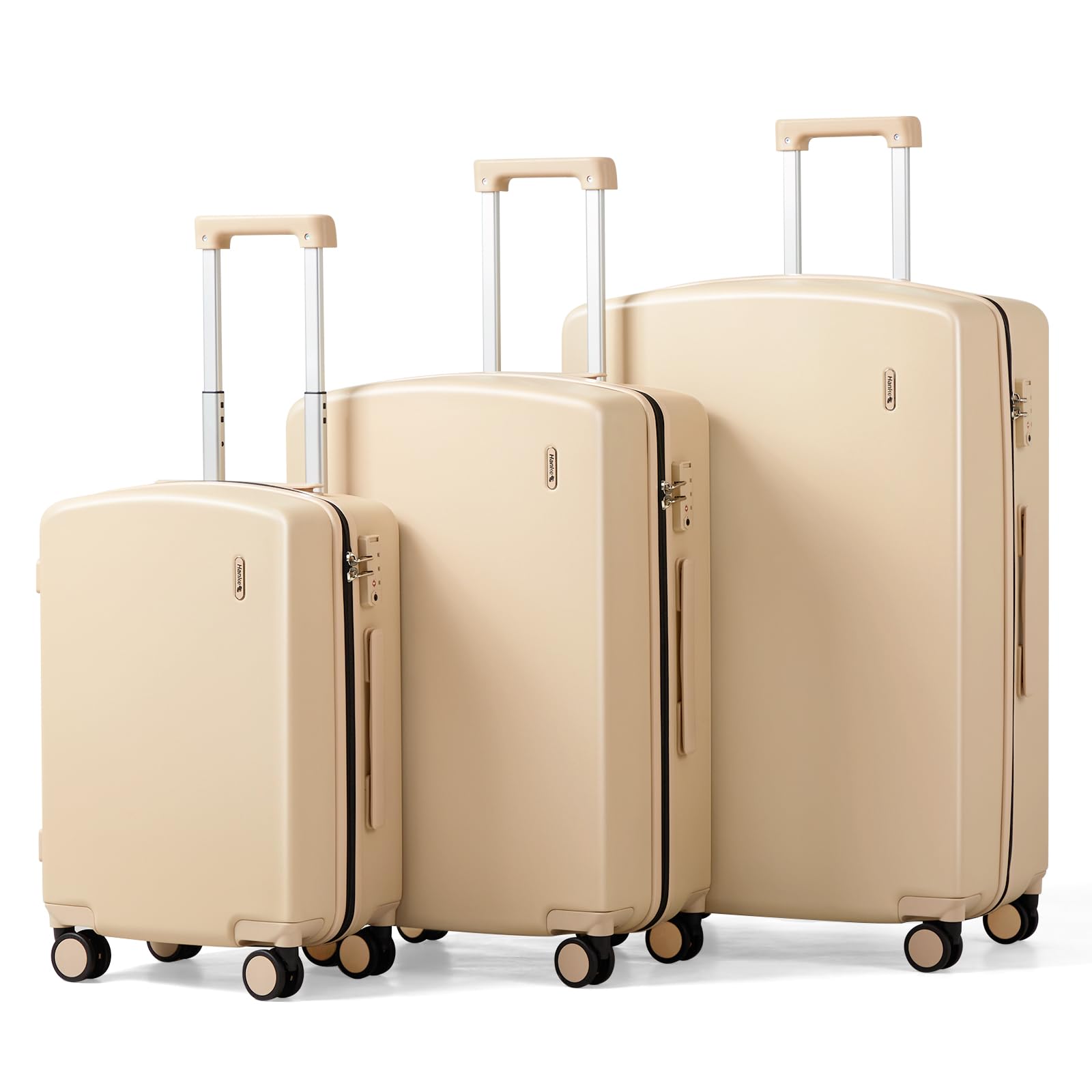 Hanke Hard Shell Luggage Sets 3 Pieces, Carry On and Checked Luggage Sets with Spinner Wheels, Durable PC Hardside Rolling Suitcase for Travel (20/24/28 Inch, Cuba Sand)