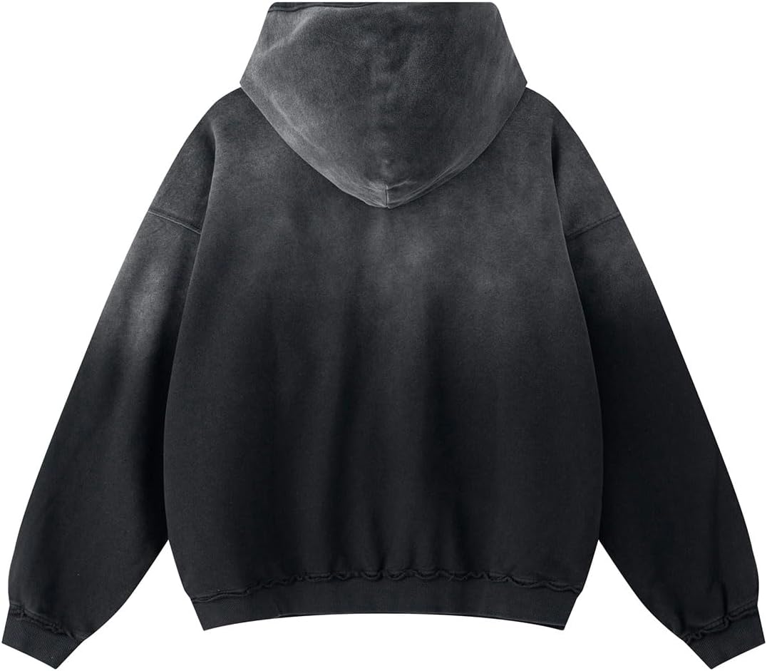 MGL&QQJ Men's Green Oversized Hoodie Loose Fit Pullover Sweatshirt with Drop Shoulder Vintage washed for Casual Streetwear