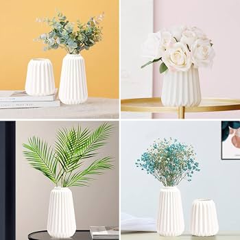 Vase Céramique Blanc Design Origami - Déco Moderne Pour Fleurs Fraîches