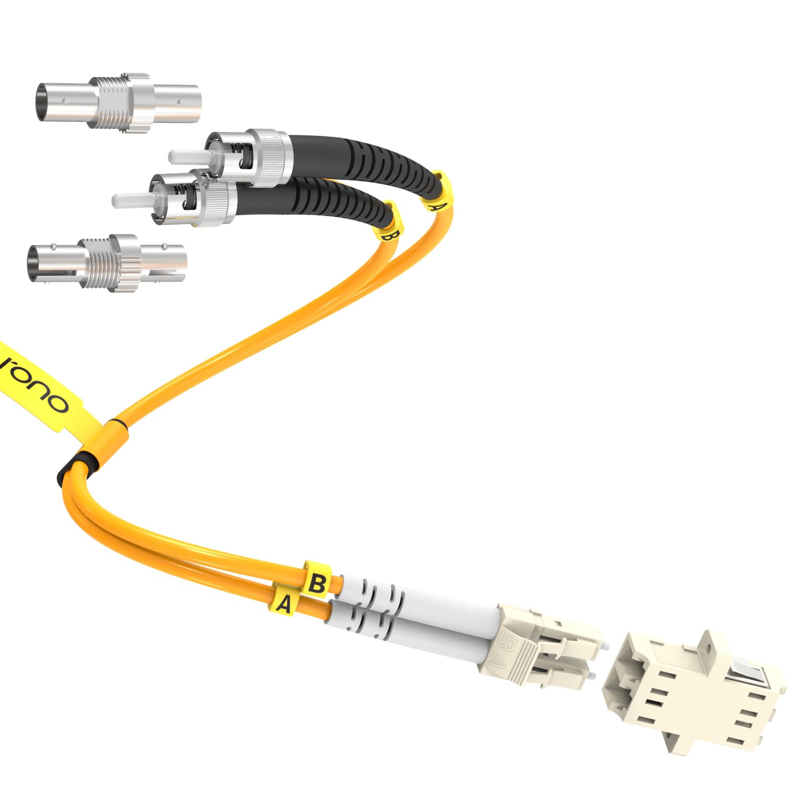 Karono ST to LC Multimode 62.5/125 Duplex Fiber Optic Adapter Cable?Hybrid Connector Coupler Converter Dongle, Male to Female Mutual On-line Transfer Adapter - 1ft.