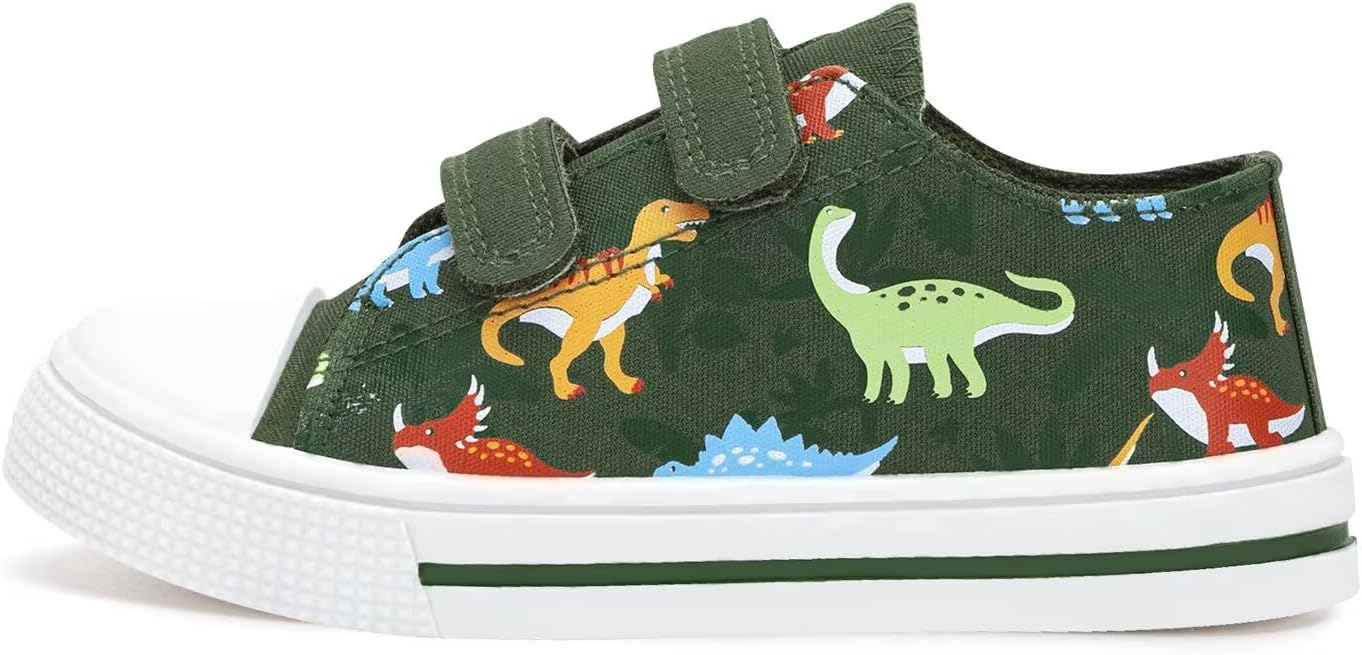 EUXTERPA Kids Toddler Sneakers Boys Girls Canvas Shoes Walking Sneaker with Easy Fasten Strap