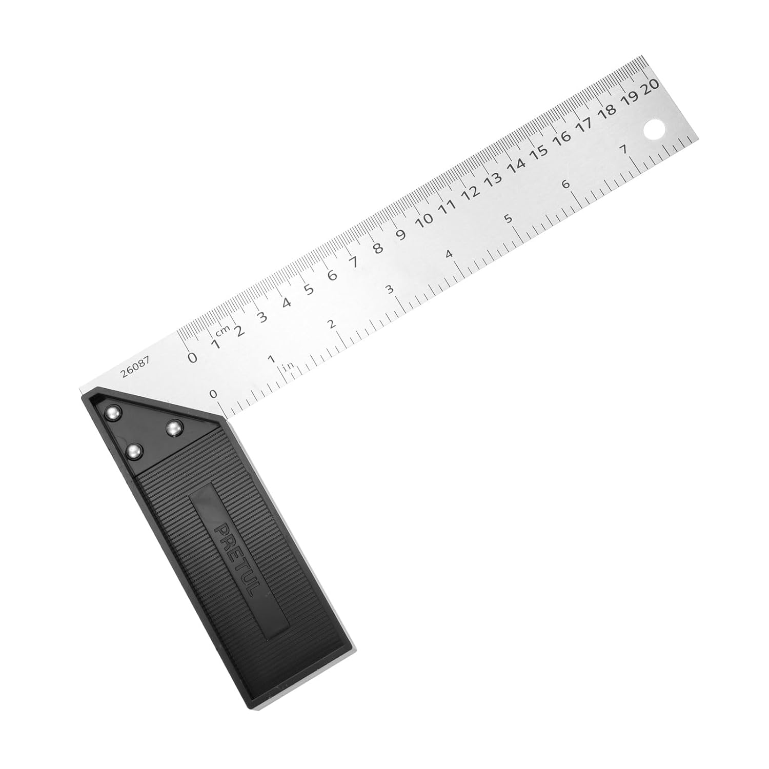 HARFINGTON Woodworking Square Ruler 8" Stainless Steel Try Square Precision Framing Carpenter Tool Metal Right Angle Ruler with Plastic Handle for Professional Carpentry, Silver Black