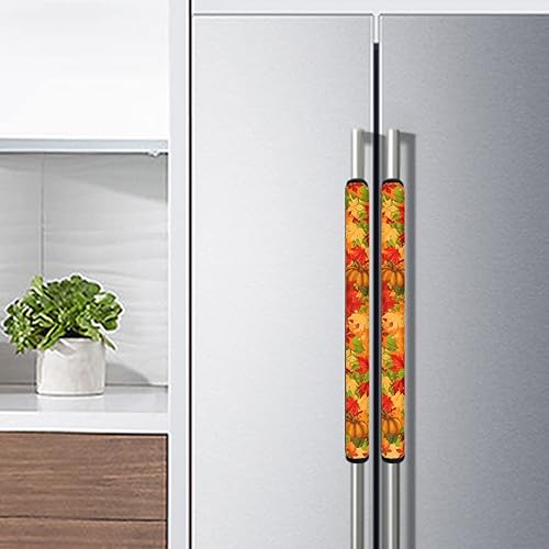 Miniatura 3 de DISNIMO Cubiertas de manija de puerta de refrigerador con hojas de arce y calabaza para lavavajillas de horno microondas y nevera, mantiene tu