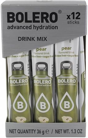 Bolero Drink Sticks Pear, 12 Sticks to Mix with 500ml of Water, Ideal for Hiking, Travelling, Camping, Hydration, Diabetic