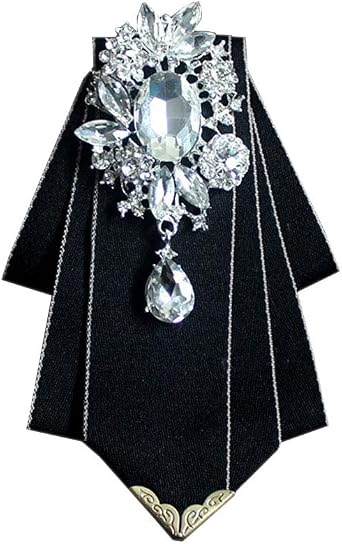 Crystal Bow tie Brooches Collar Pin Jewelry ribbon Fabric Bowknot Pre Tied Neck Tie For men Women wedding bridegroom