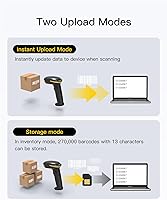 Vista 9 de Inateck Escáner de Código de Barras Bluetooth 2D, Escáner Inalámbrico de Código QR 2D con Batería de 2600 mAh y Base de Carga Inteligente, Escáner