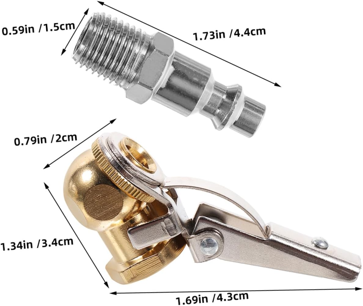 Locking Tire Inflator Chuck 2 Set 1/4 Npt Copper Adapter